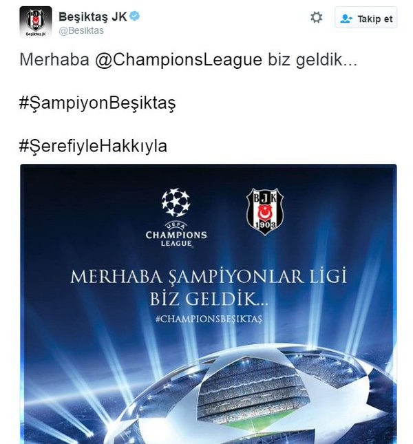 Beşiktaş'tan Şampiyonlar Ligi mesajı!